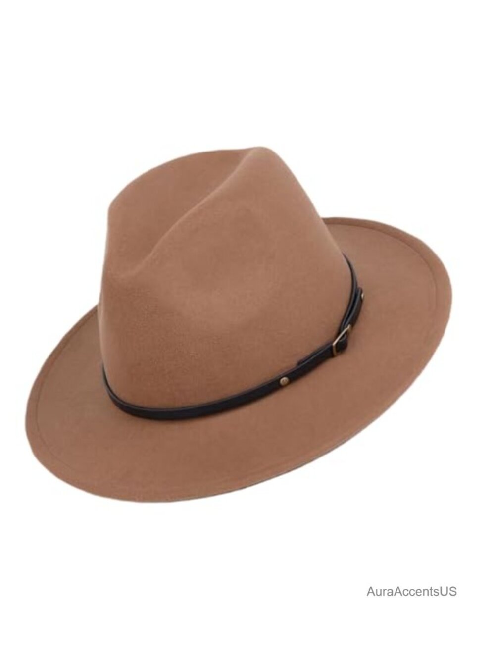 Wide Brim Wool Fedora Hat Floppy Panama with Belt Buckle